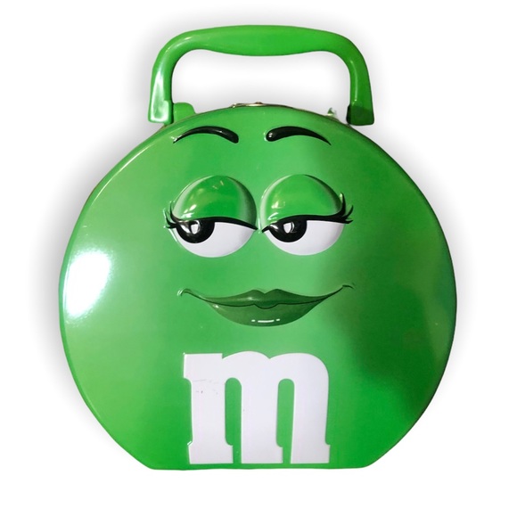 M&M'S Other - M&M original tin lunch box/purse GREEN M&M display lightweight